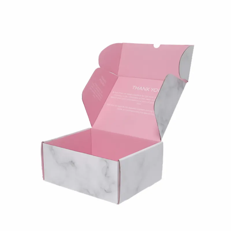Size Logo Custom Packaging Boxes For Clothing, Scarf Box Packaging Apparel, Marble Pink Paper Packaging Boxes For Clothes