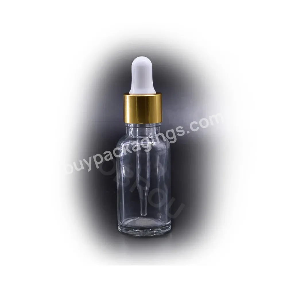 Skin Care Massage Oil 15ml 20ml 30ml 50ml 100ml Clear Glass Dropper Bottle With Gold Dripper Top Essential Oil Bottle Wholesales