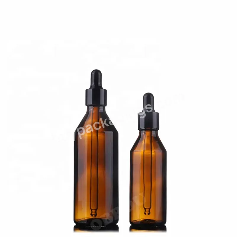 Skin Care Packaging 10 20 30 50 100ml Face Hair Essential Oil Serum Bottle European Amber Glass Dropper Bottle