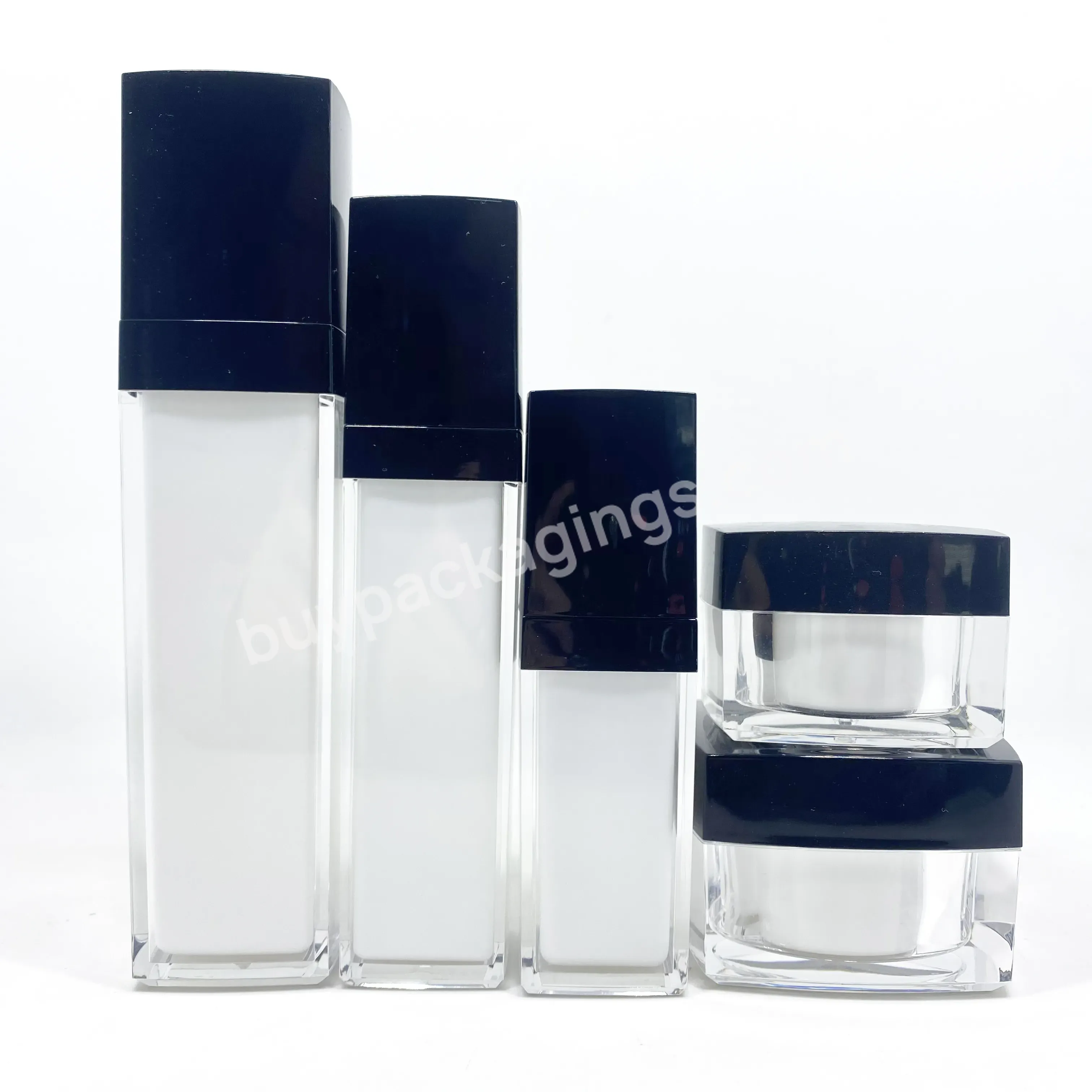 Skin Care Packaging 15ml 30ml 50ml 100ml White Plastic Acrylic Bottle With Black Pump 30g 50g Acrylic Cosmetic Bottle