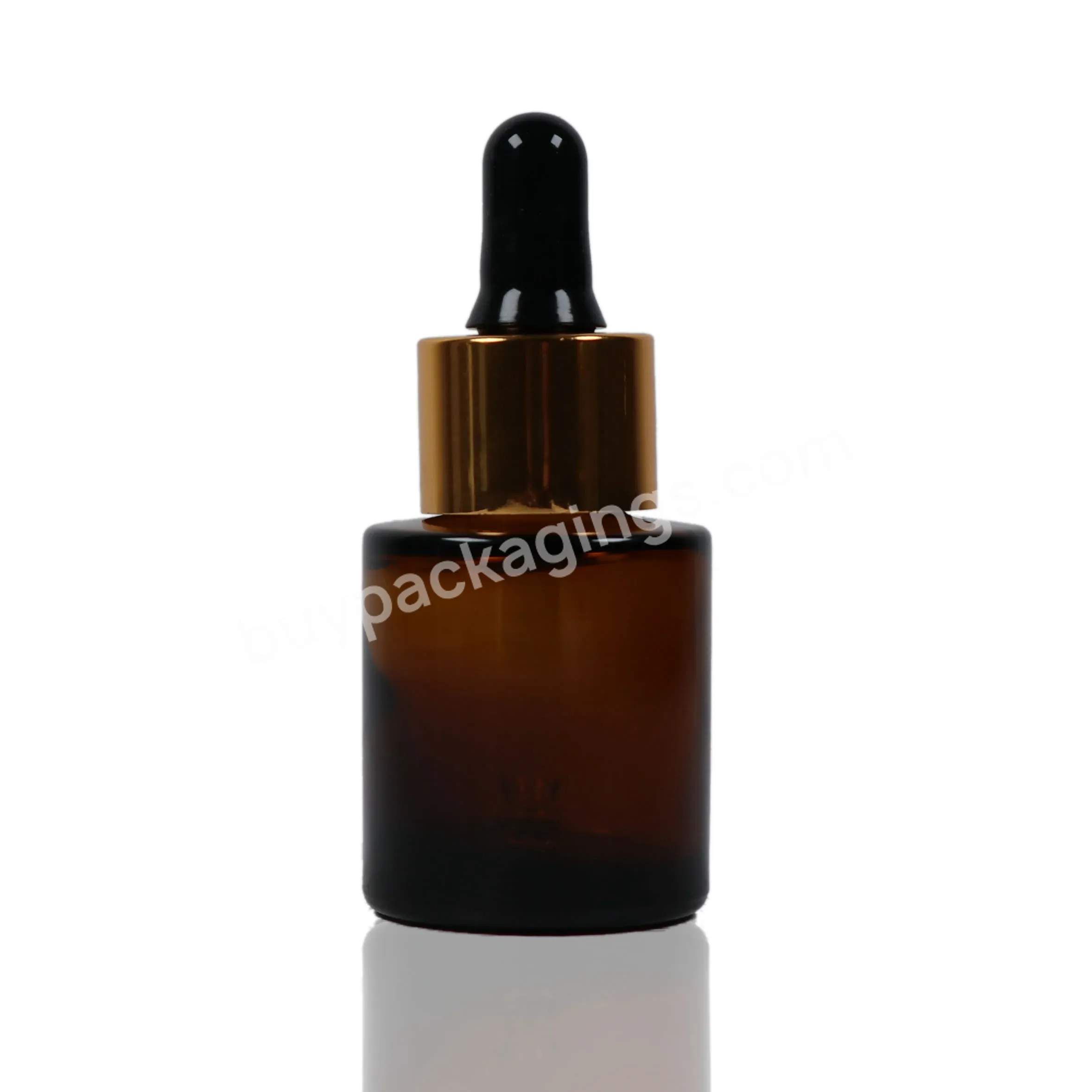 Skin Care Packaging Serum Bottle 15ml 30ml Amber Empty Lotion Flat Shoulder Essential Oil Glass Dropper Bottle