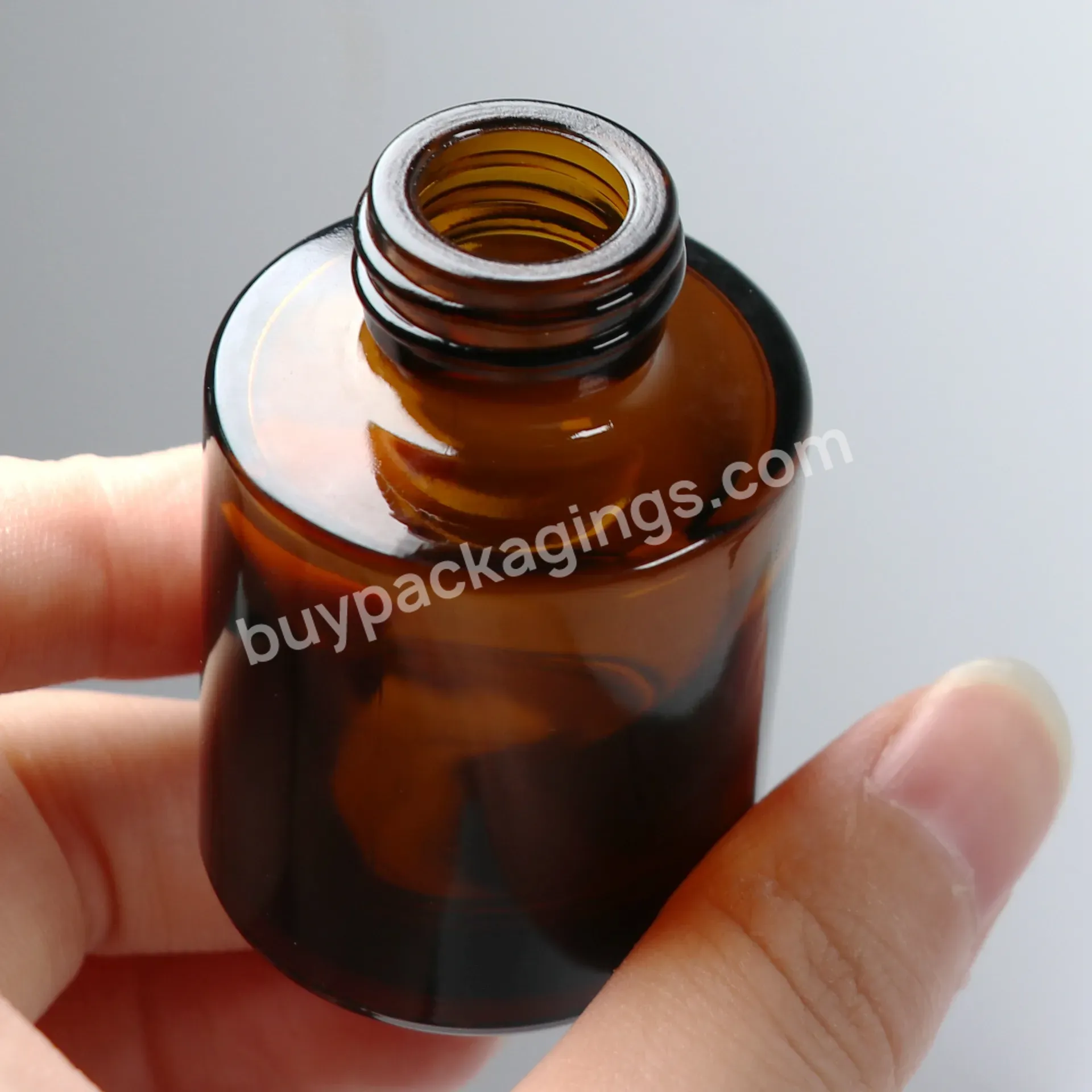 Skin Care Packaging Serum Bottle 15ml 30ml Amber Empty Lotion Flat Shoulder Essential Oil Glass Dropper Bottle