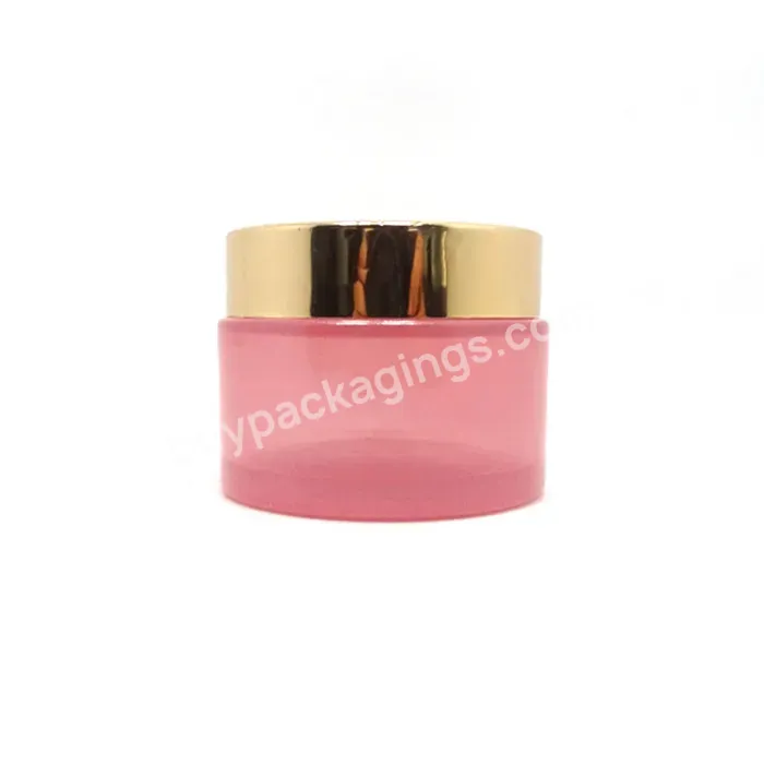 Skin Care Pink Transparent Pearl Glass Jars Cosmetic Face Cream Container With Gold Lid 5g 10g 15g 30g 50g 100g