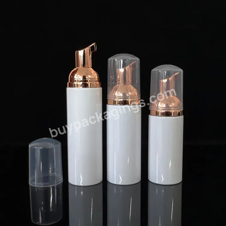 Skincare Bottles Set 30ml 50ml 60ml 80ml 100ml Foam Lotion Plastic Cosmetic Packaging White Pet Bottle With Rose Gold Pump