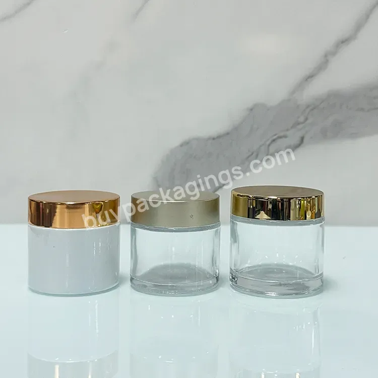 Skincare Empty Cosmetics Storage Container 30g 50g 100g Aluminum Cover White Cosmetic Glass Cream Jar