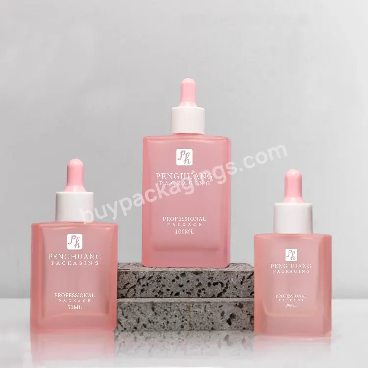 Skincare Essential Oil Glass Serum Pink Frosted Bottle 30ml 50ml 100ml Cosmetic Packaging Glass Serum Bottle - Buy Essential Oil Bottle 30 50 100ml,Cosmetic Packaging Bottle Glass,Serum Glass Bottle 30ml.