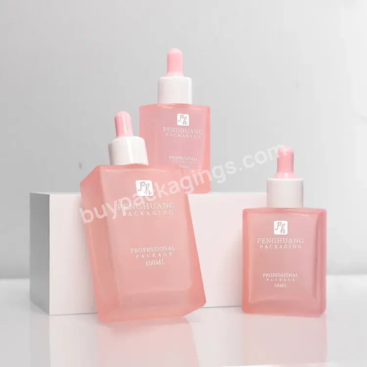 Skincare Essential Oil Glass Serum Pink Frosted Bottle 30ml 50ml 100ml Cosmetic Packaging Glass Serum Bottle - Buy Essential Oil Bottle 30 50 100ml,Cosmetic Packaging Bottle Glass,Serum Glass Bottle 30ml.