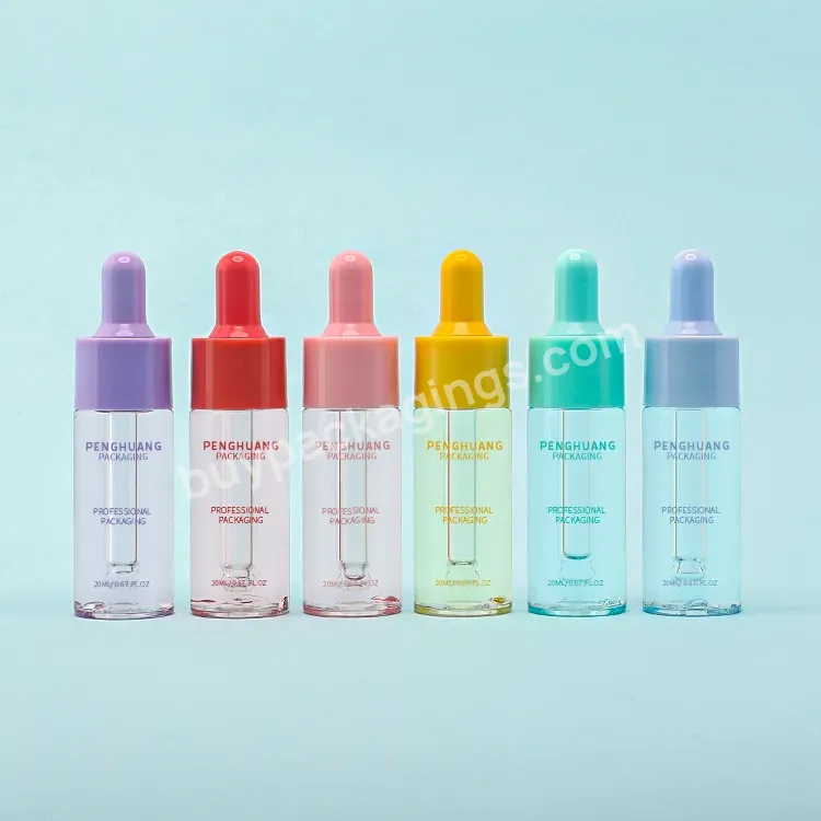 Skincare Packing Serum Bottle 20ml Colorful Dropper Makeup Serum Plastic Bottle Essential Oil Plastic Bottle For Cosmetic