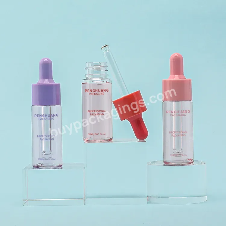 Skincare Packing Serum Bottle 20ml Colorful Dropper Makeup Serum Plastic Bottle Essential Oil Plastic Bottle For Cosmetic