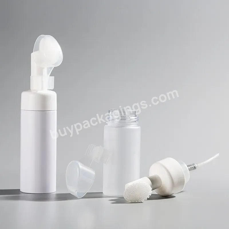 Skincare Pet 100 Ml Brush Cap Scrub Containers Foam Bottle With Pump For Facial Cleanser