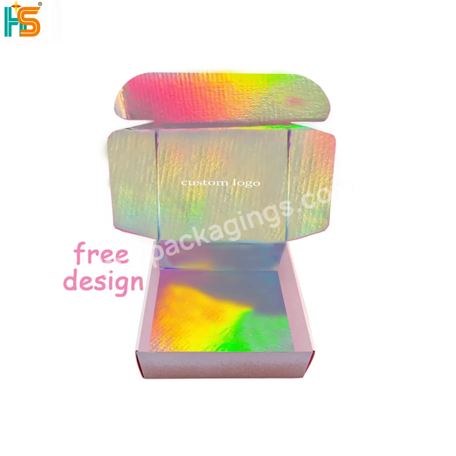 Skincare Shopping Cardboard Paper Packaging Box Designed Beauty Eyelash Custom Pink Holographic Mailer Box