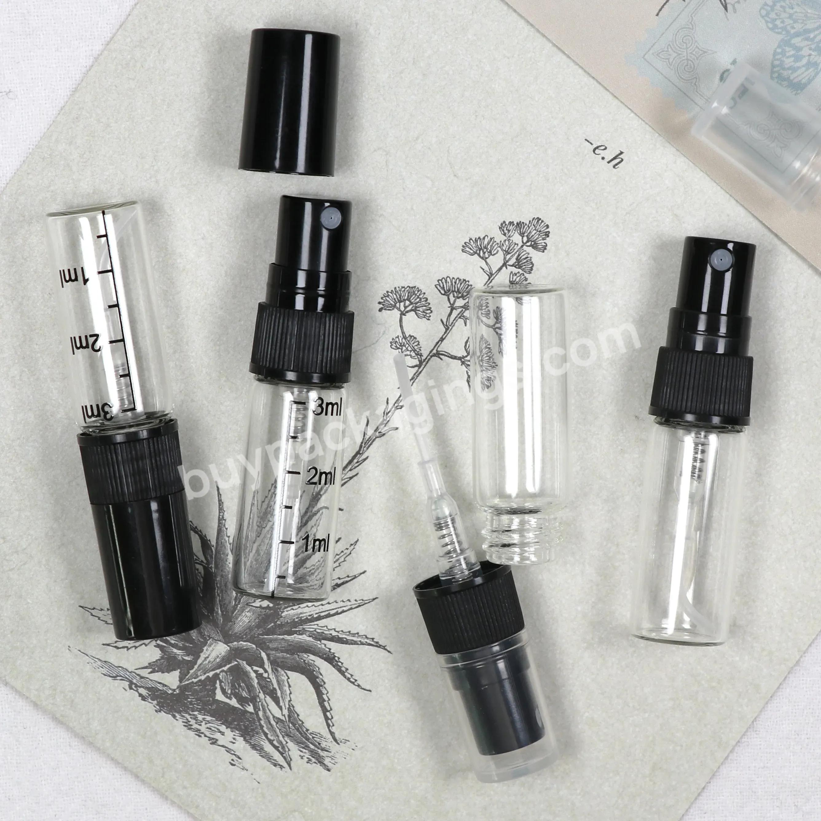 Small 2ml 3ml 5ml 10ml Refillable Glass Vial With Black Spray For Perfume Tester Sample Bottle With Scale