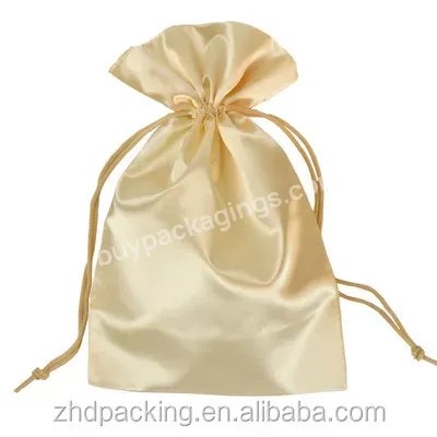 Small Bags Customized Drawstring Hair Bundles Silk Gold Dust Packaging Satin Makeup String Glasses Bag