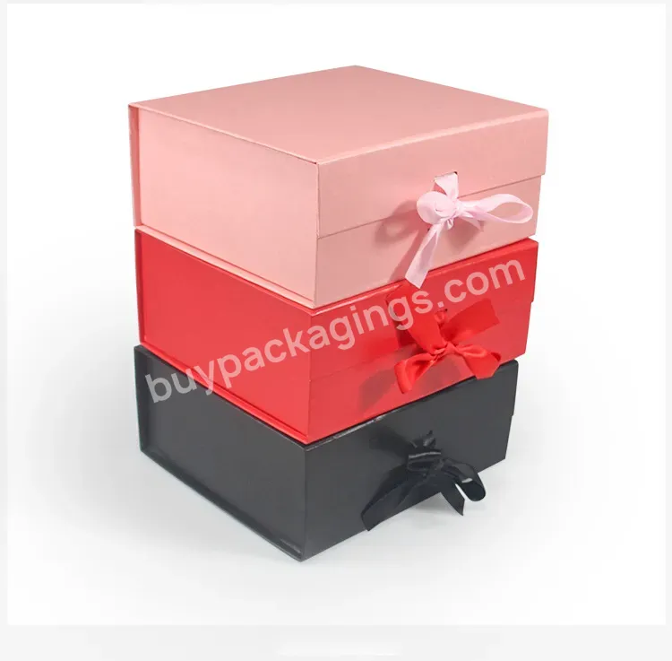 Small Batch Custom With Ribbon Wedding Gift Packaging Magnetic Closure Folding Gift Boxes Rigid Paper Box