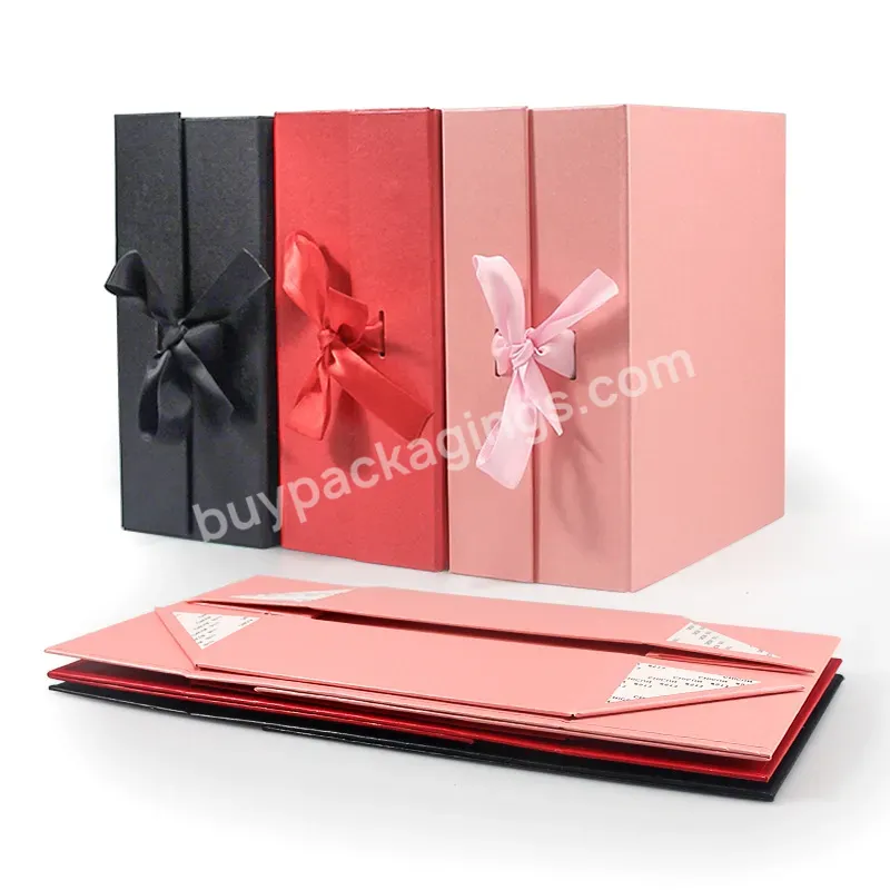 Small Batch Custom With Ribbon Wedding Gift Packaging Magnetic Closure Folding Gift Boxes Rigid Paper Box