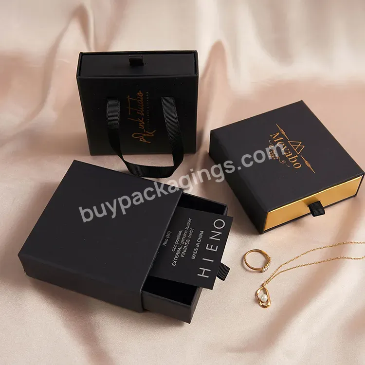 Small Cardboard Jewelry Gift Boxes Black Jewelry Box Black 2 Piece Set Up Jewelry Box With Fiber Insert