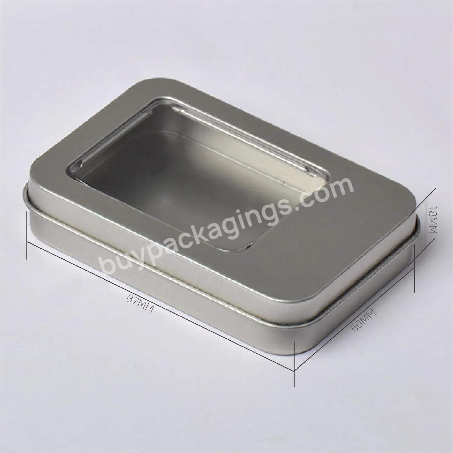 Small Custom Logo Square Metal Hinge Tea Packing Tin Box Tin Can With Window Lid