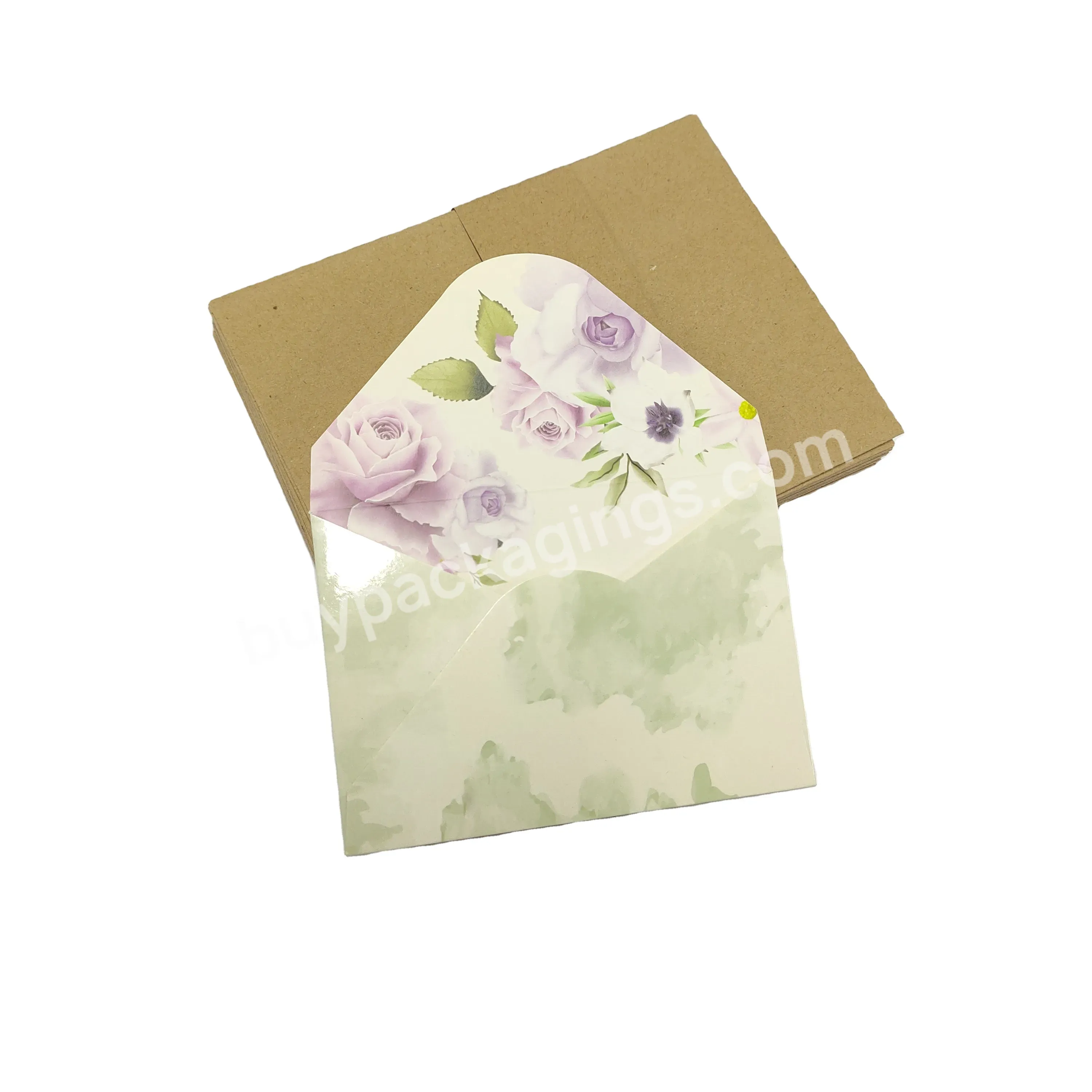 Small Gift Card Envelope With Flower Pattern And Private Logo For Card