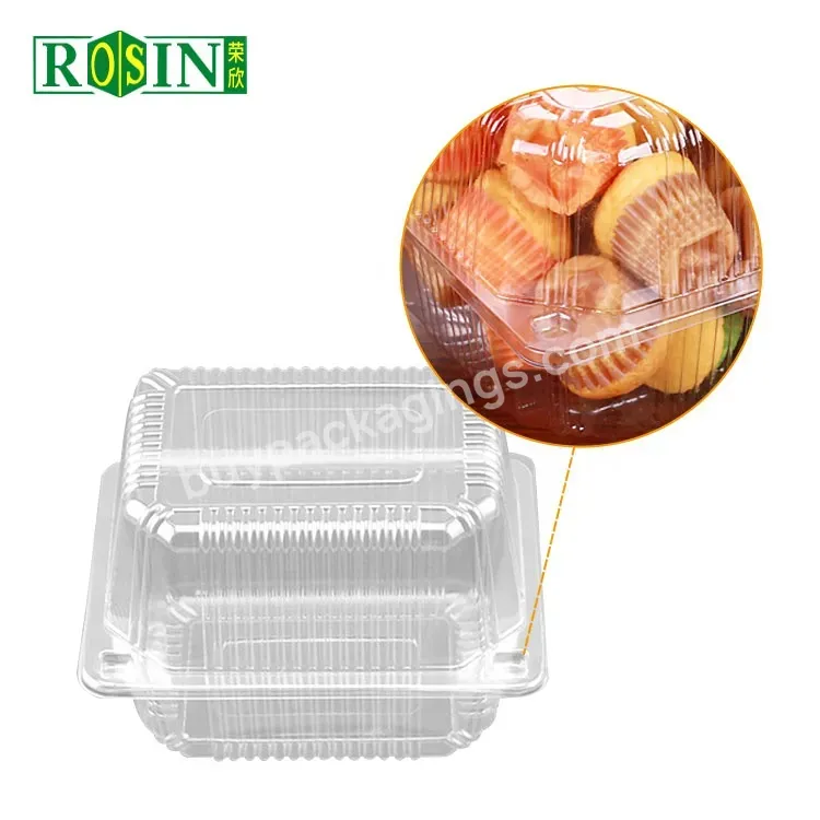 Small Hinged Transparent Clear Plastic Box Food Packaging Manufacturer For Hamburger Cake Salad Sandwich Pastry