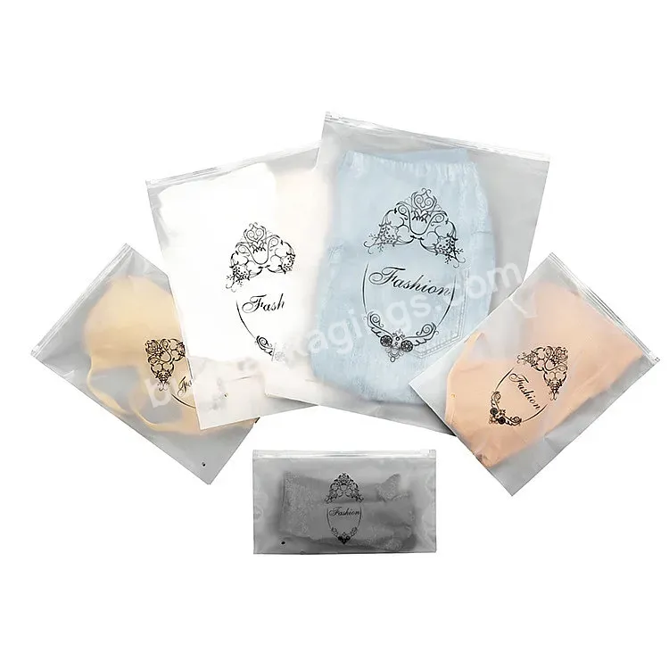 Small Moq Customized Printed Underwear Frosted Clothing Bikini Packaging Plastic Zipper Bags With Logo