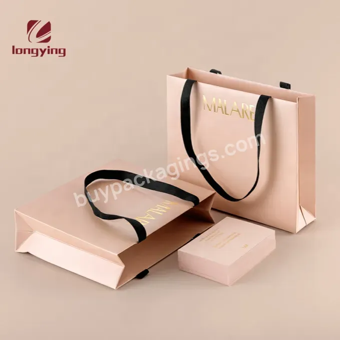 Small Paper Gift Shopping Fancy Carry Bag Jewelry Packaging With Ribbon Handle Customized Logo Printed For Clothes,Sweater