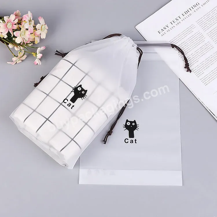 Small Promotion Gift Bag Cotton Drawstring Pouch Bags Print Eva Frosted Plastic Package Ldpe Customized Offset Printing Accept