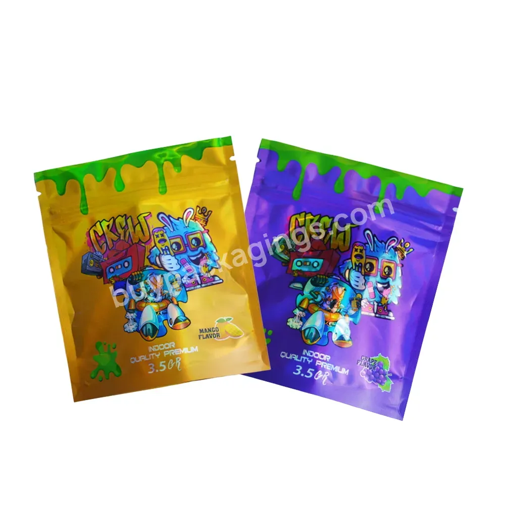 Small Resealable Ziplock Edible Candy Smell Proof Stand Up Plastic Zip Cut Out Shape Mylar Bags Custom 1g 3.5g 7g