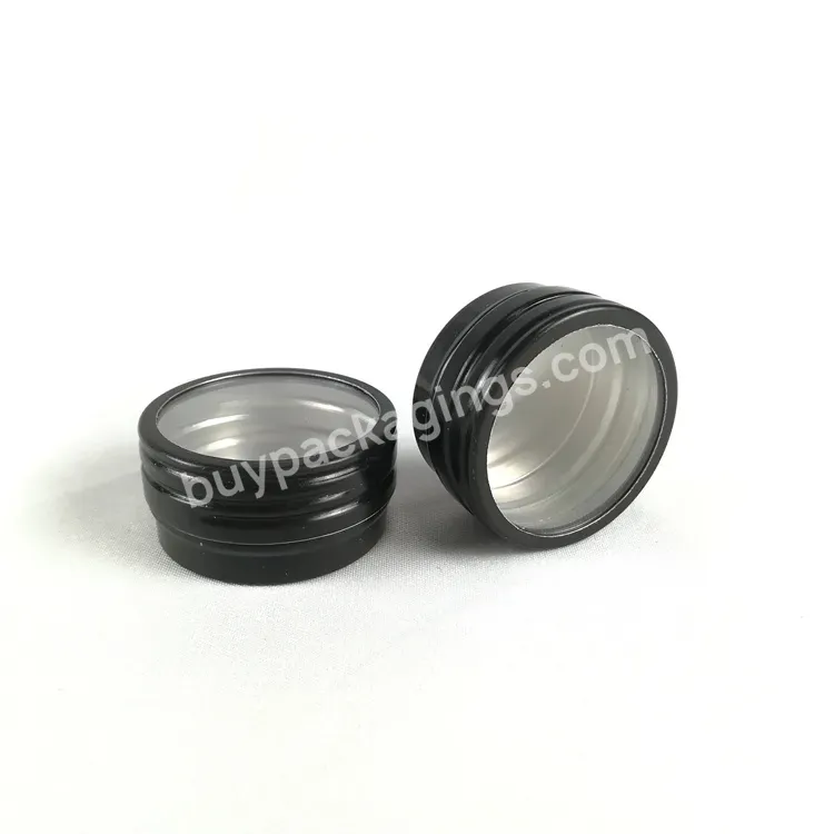 Small Round Black Aluminum Jar With Clear Window Screw Top Lid 10ml Diy Lip Balm Storage Aluminum Container Tin Box