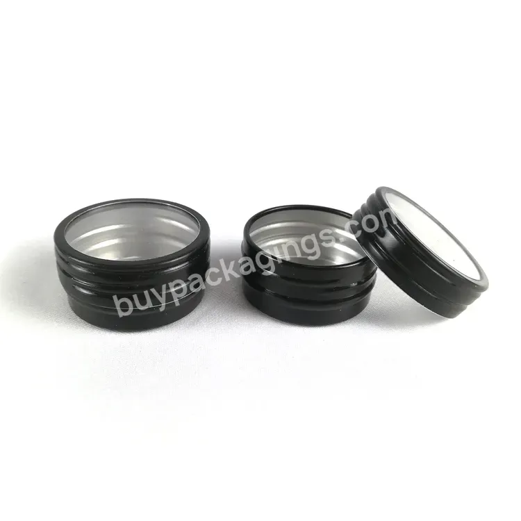 Small Round Black Aluminum Jar With Clear Window Screw Top Lid 10ml Diy Lip Balm Storage Aluminum Container Tin Box