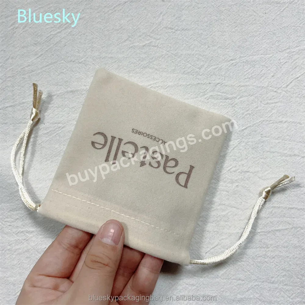 Small Size Drawstring Flannel Bags With Custom Printed Logo Cute Flannelette Jewelry Bag