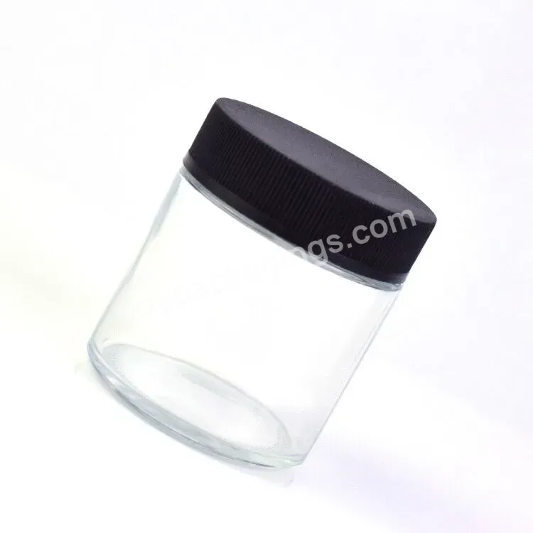 Smell Proof 1oz 2oz 3oz 4oz 5oz Empty Flower Clear Wide Mouth Glass Container Glass Bottle Child Resistant Glass Jar