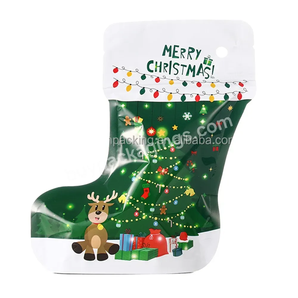 Sock Shape Stand Up Pouches,Packaging Bags Candy,Christmas Decoration Sale