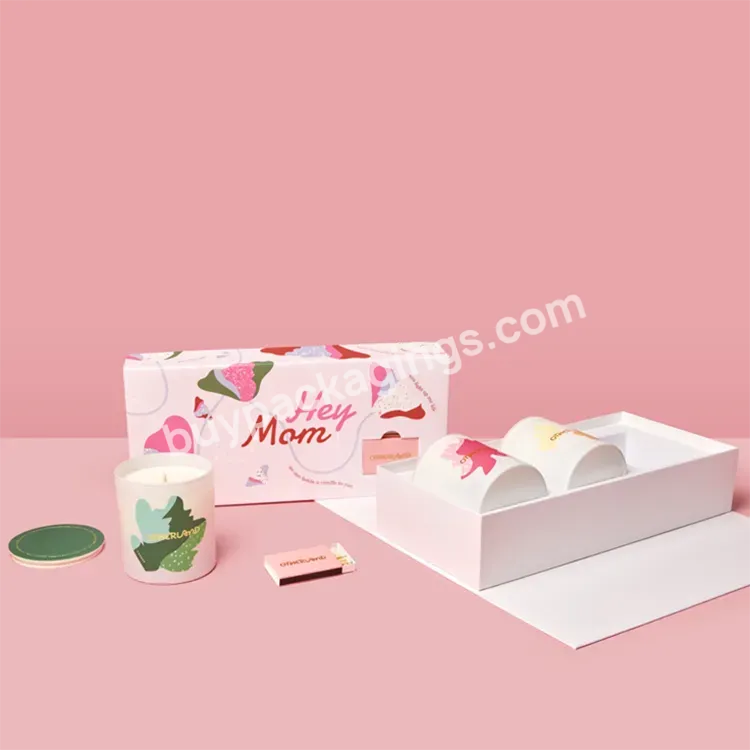 Soft Touch Laminate Candle Box Pink Full Color Printing Paper Boxes For Jar Candles Pink Candle Box