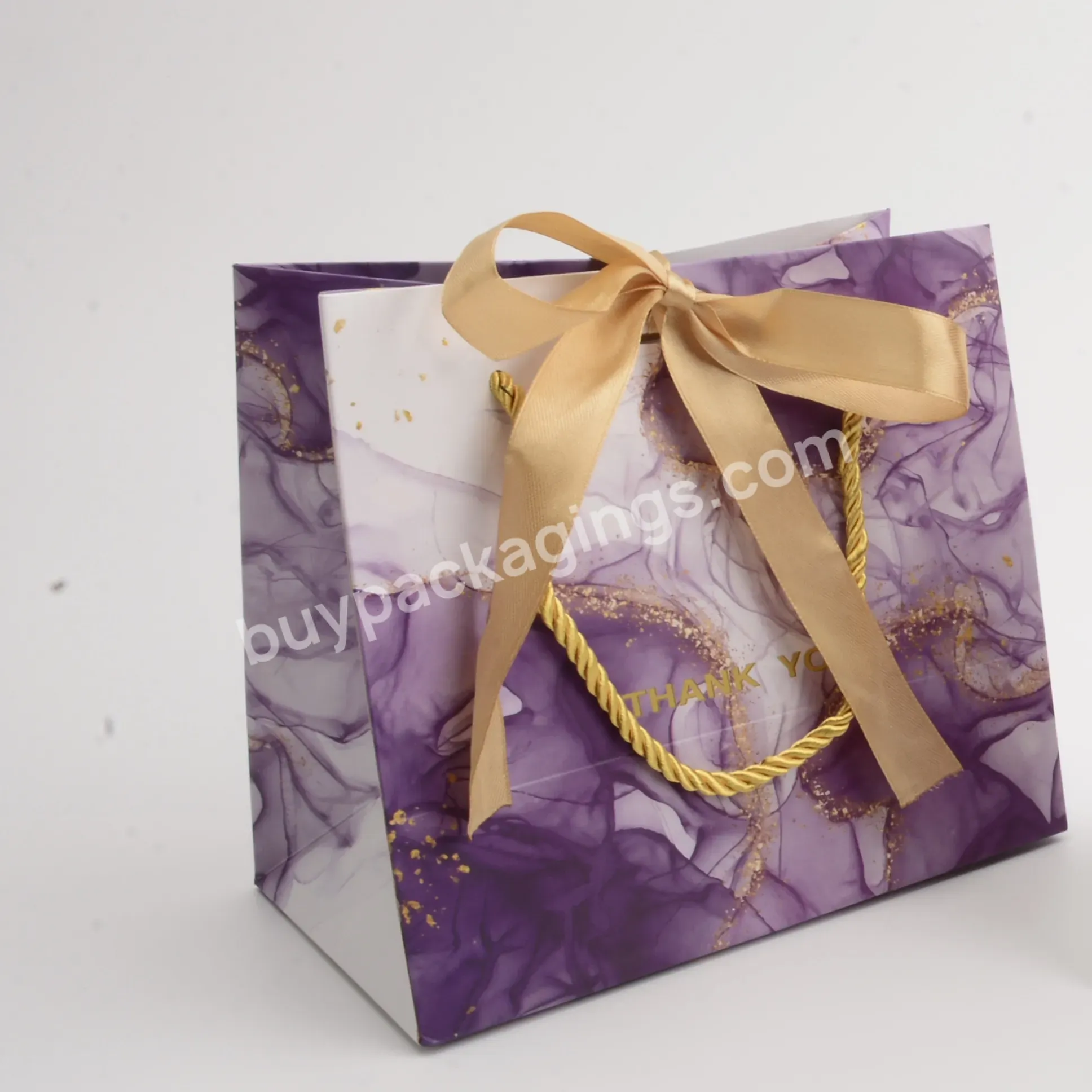 Specially Design High Level Beautiful Marble Pattern Paper Bag With Ribbon Custom Size Logo Print Flower Tissue Gift Packaging