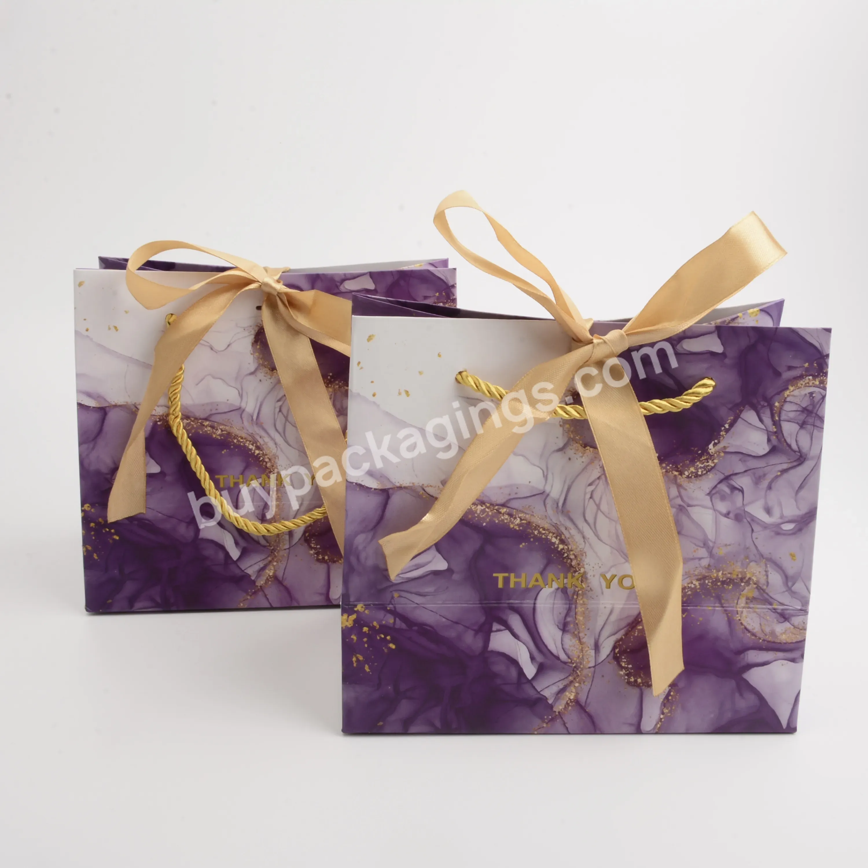 Specially Design High Level Beautiful Marble Pattern Paper Bag With Ribbon Custom Size Logo Print Flower Tissue Gift Packaging