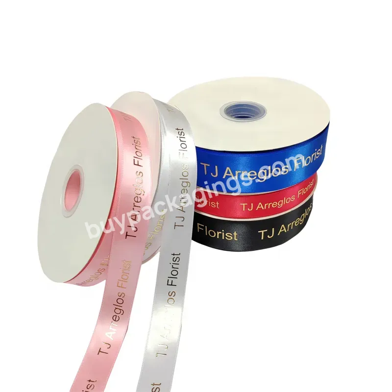 Speed Print Custom Brand Name Logo Printed Grosgrain Satin Ribbon With Logo