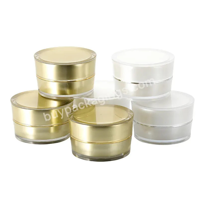 Spot 15g Simple Golden White Bronzing Acrylic Cosmetic Empty Plastic Jar Cream Packaging Container