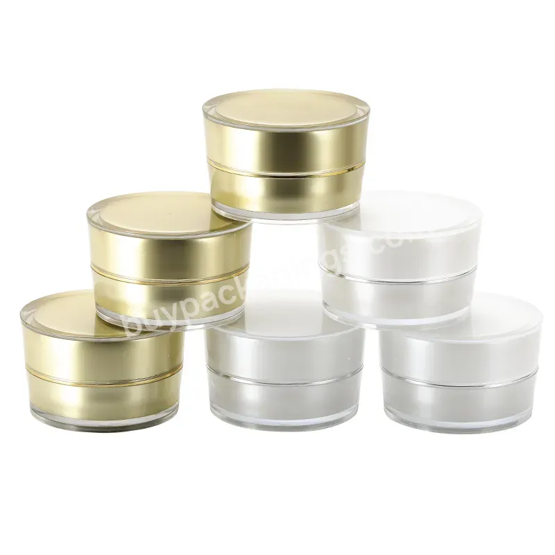 Spot 15g Simple Golden White Bronzing Acrylic Cosmetic Empty Plastic Jar Cream Packaging Container