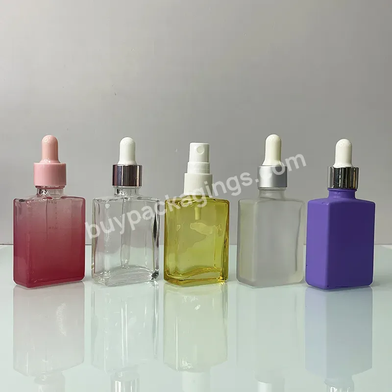 Spot 15ml 20ml 30ml 50ml 100ml Hot Red Essential Oil Square Rectangle Bottle Glass With Plastic Head Dropper