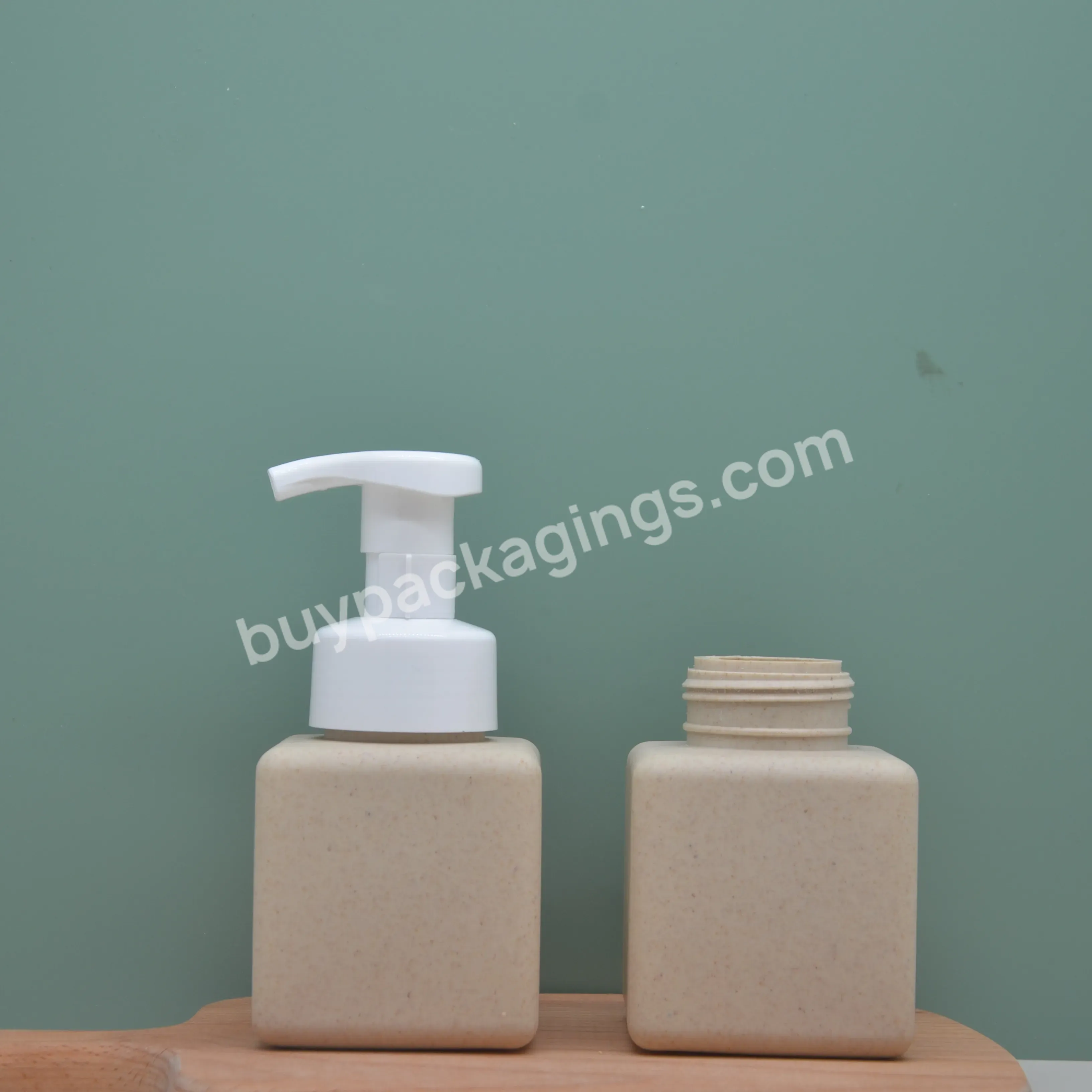 Spot Degradable Straw Mousse Foam Bottle Square Bottle Cleansing Foam Bottle Cosmetic Custom Eco-friendly Screen Printing Nature