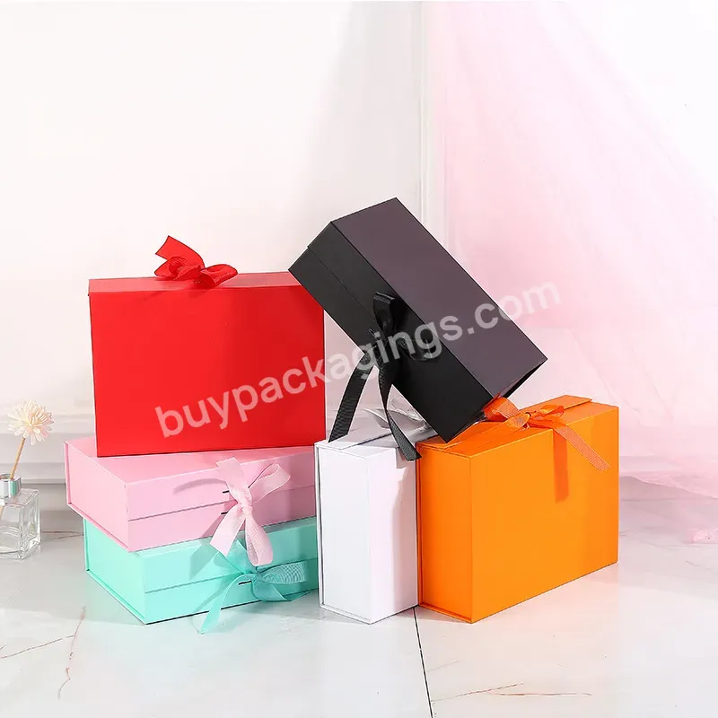 Spot Environmental Protection Paper Luxury Empty Packaging Gift Box With Ribbon Custom Magnetic Lid Gift Box