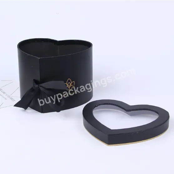 Spot Heart-shaped Double Rotating Pvc Window Flower Packaging Box Heart-shaped Flowers Soap Flower Gift Box For Valentine's Day