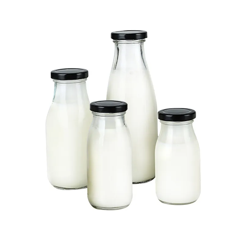 Spot wholesale silk mouth milk bottle glass milk bottle old yogurt 500ml milk glass beverage bottle 1000ml