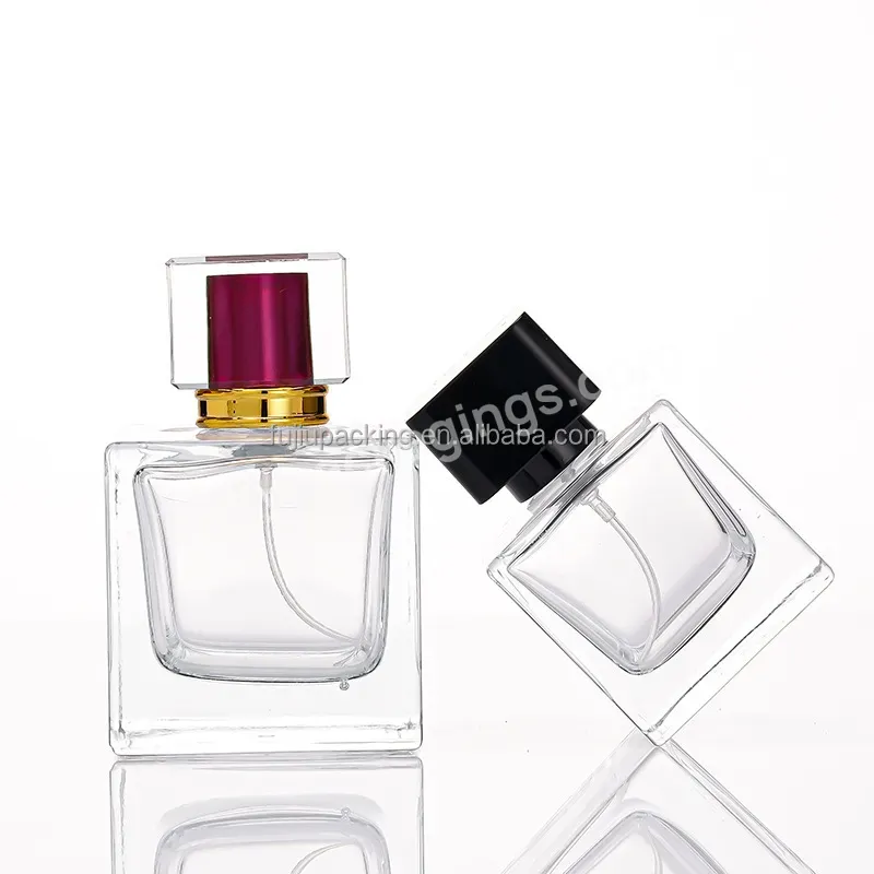 Spray Custom Square Refillable Empty Perfume 30ml Luxury Colorful Cap Glass Perfume Bottle