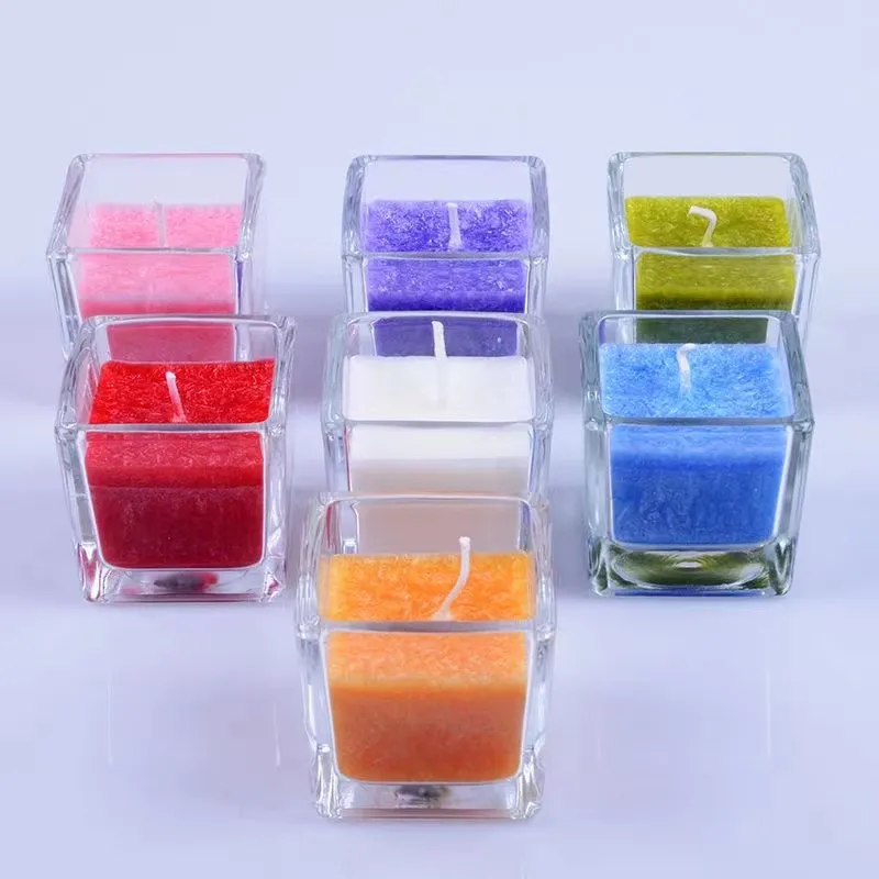 Square Aromatherapy Glass Bottle Transparent Glass Candle Jar For Home Decoration