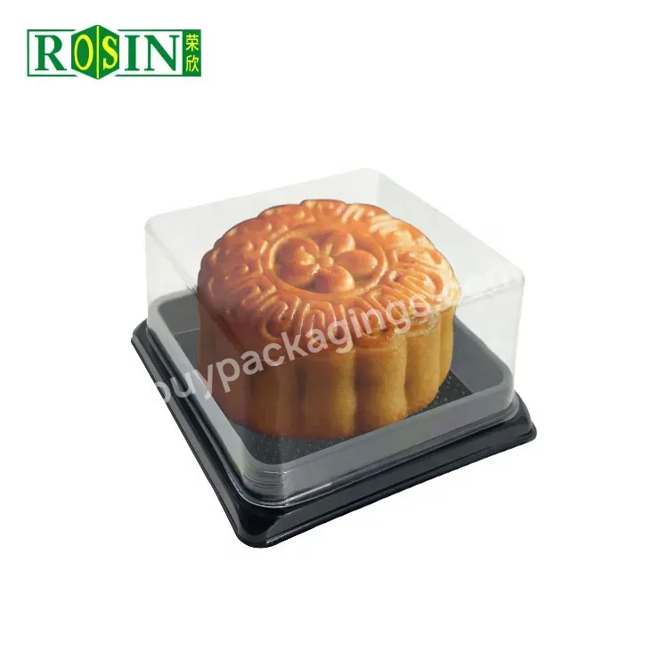 Square Bakery Disposable Mousse Cake Box Pet Mini Plastic Clear Transparent Moon Cake Packaging Box