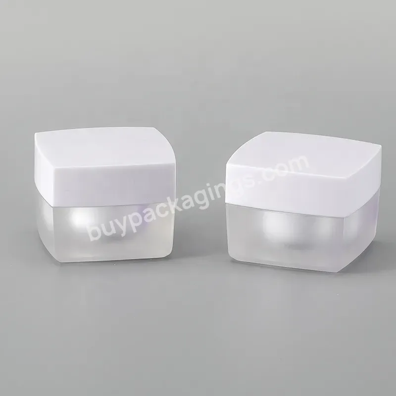 Square Body Lip Scrub Acrylic Frosted Cosmetics Jar Cosmetic Empty Cream Packaging 10g With Shiny White Black Cap Eye Cream B18