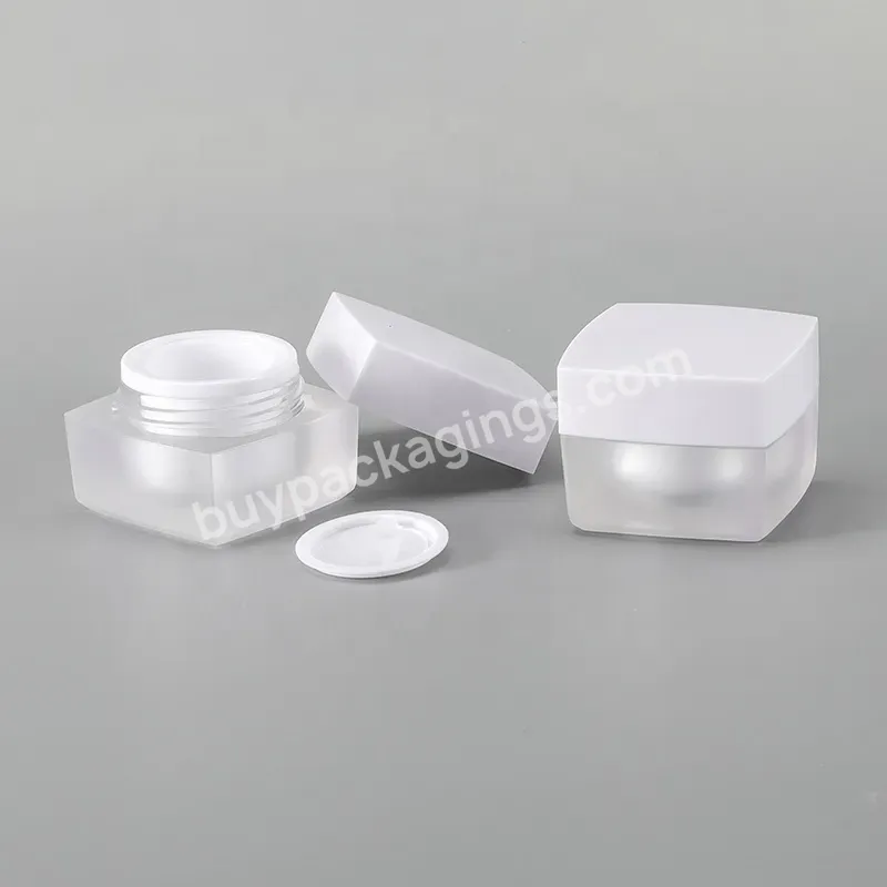 Square Body Lip Scrub Acrylic Frosted Cosmetics Jar Cosmetic Empty Cream Packaging 10g With Shiny White Black Cap Eye Cream B18