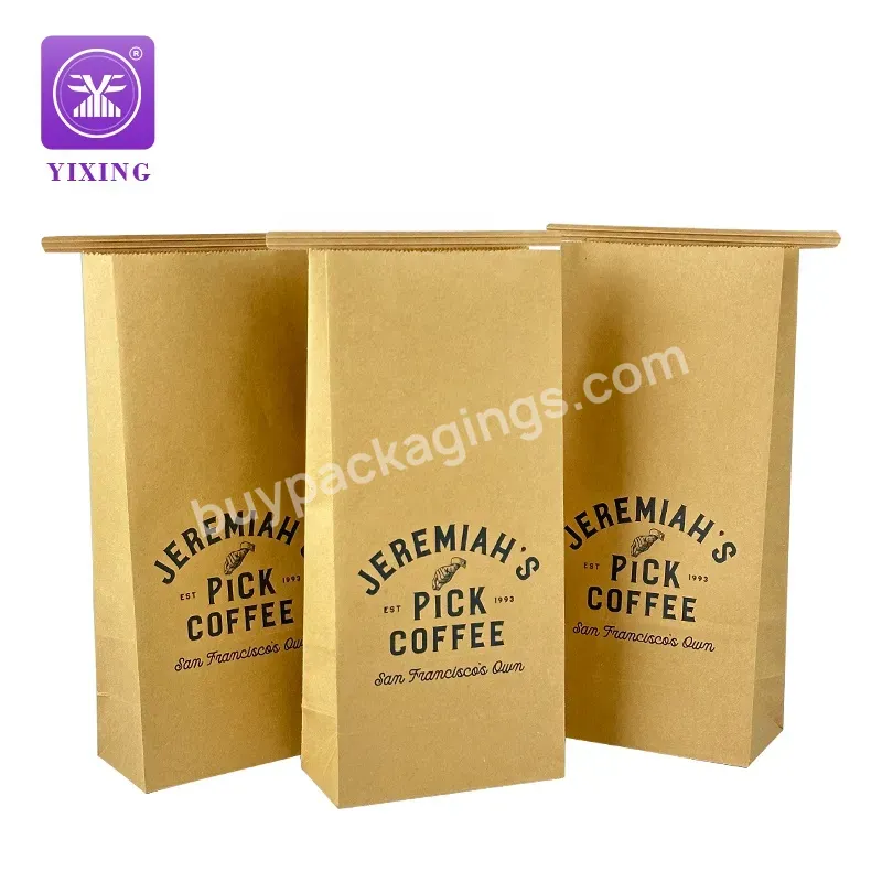 Square Bottom Brown Kraft Paper Food Packaging Bag 250g Coffee Beans Package With Tin Tie