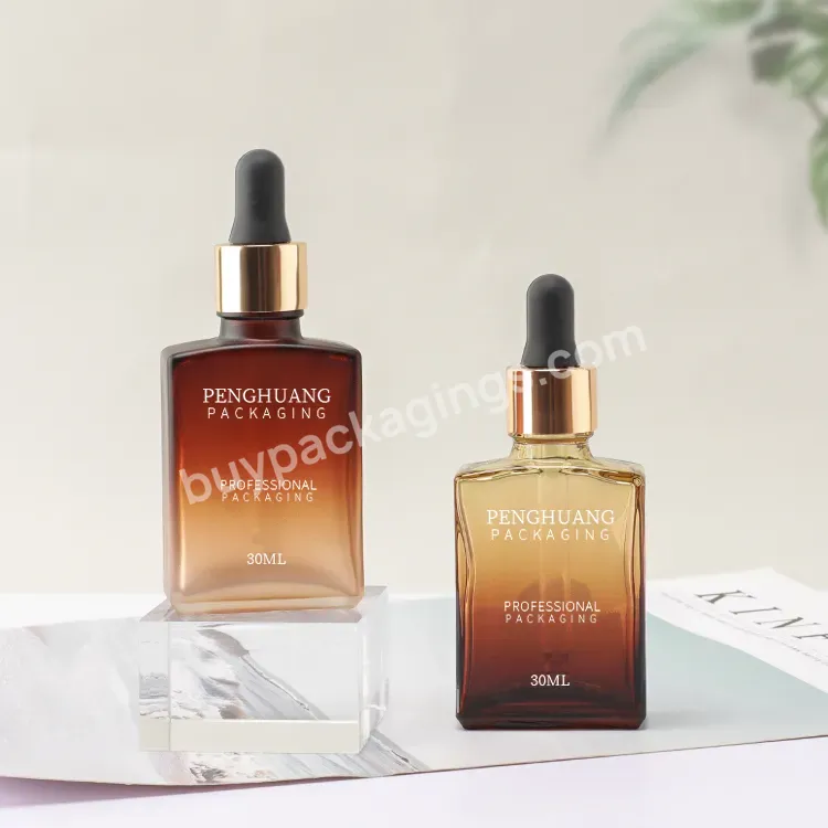 Square Brown Glass Dropper Bottle 30ml Rectangle Glass Dropper Bottles Hair Care Massage Oil Serum Bottle